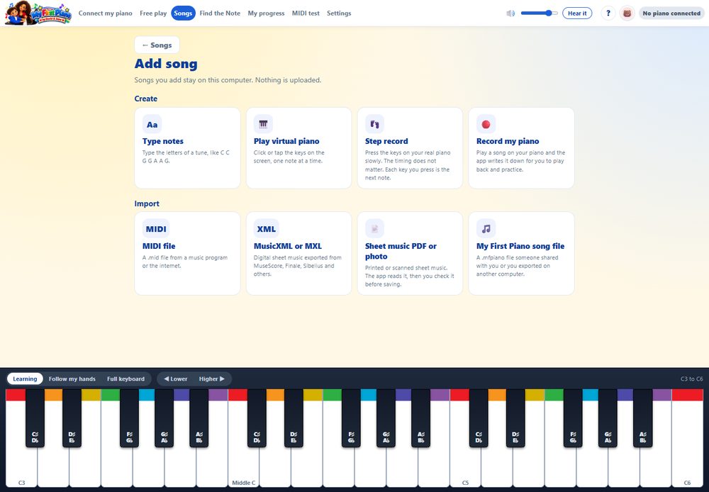 Pro: create, record or import songs