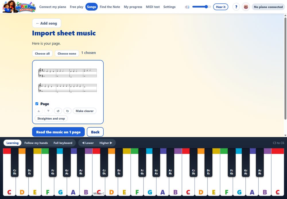 Pro: bring in sheet music from a PDF or a photo