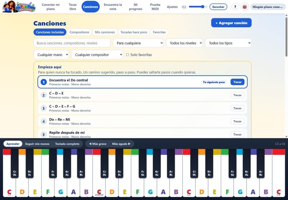 La biblioteca de canciones de My First Piano