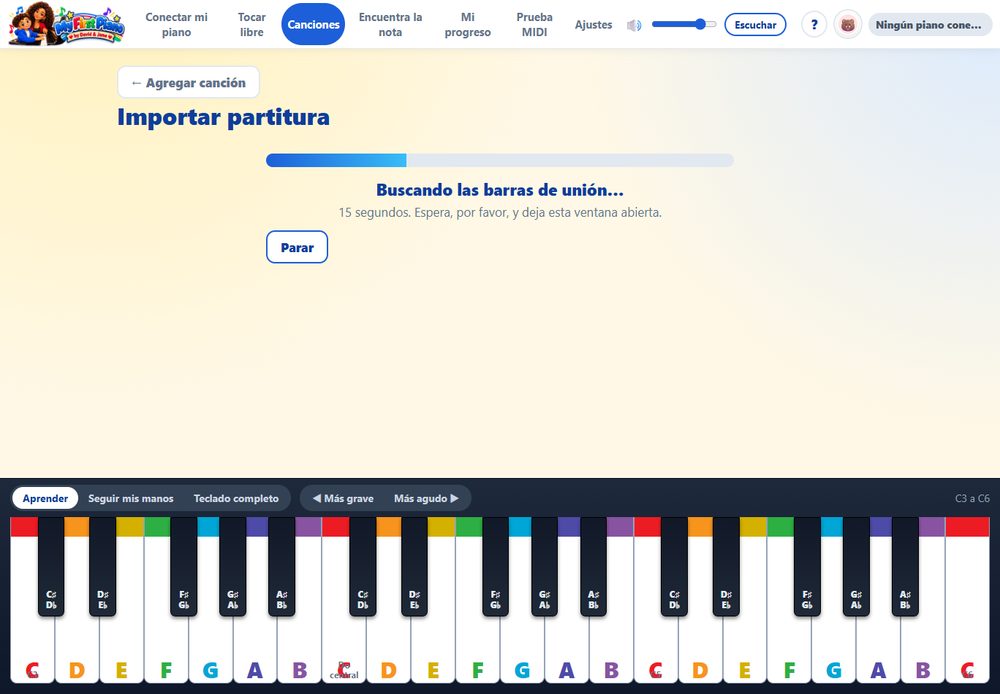 Pro: el lector de partituras convierte la página en notas, en tu computador
